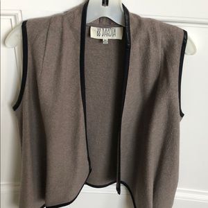 BB Dakota Brown and Faux Leather Trim Draped Vest